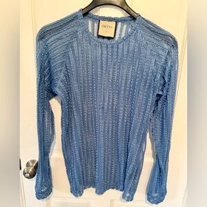 Light Blue Textured Sheer Knit Sweater